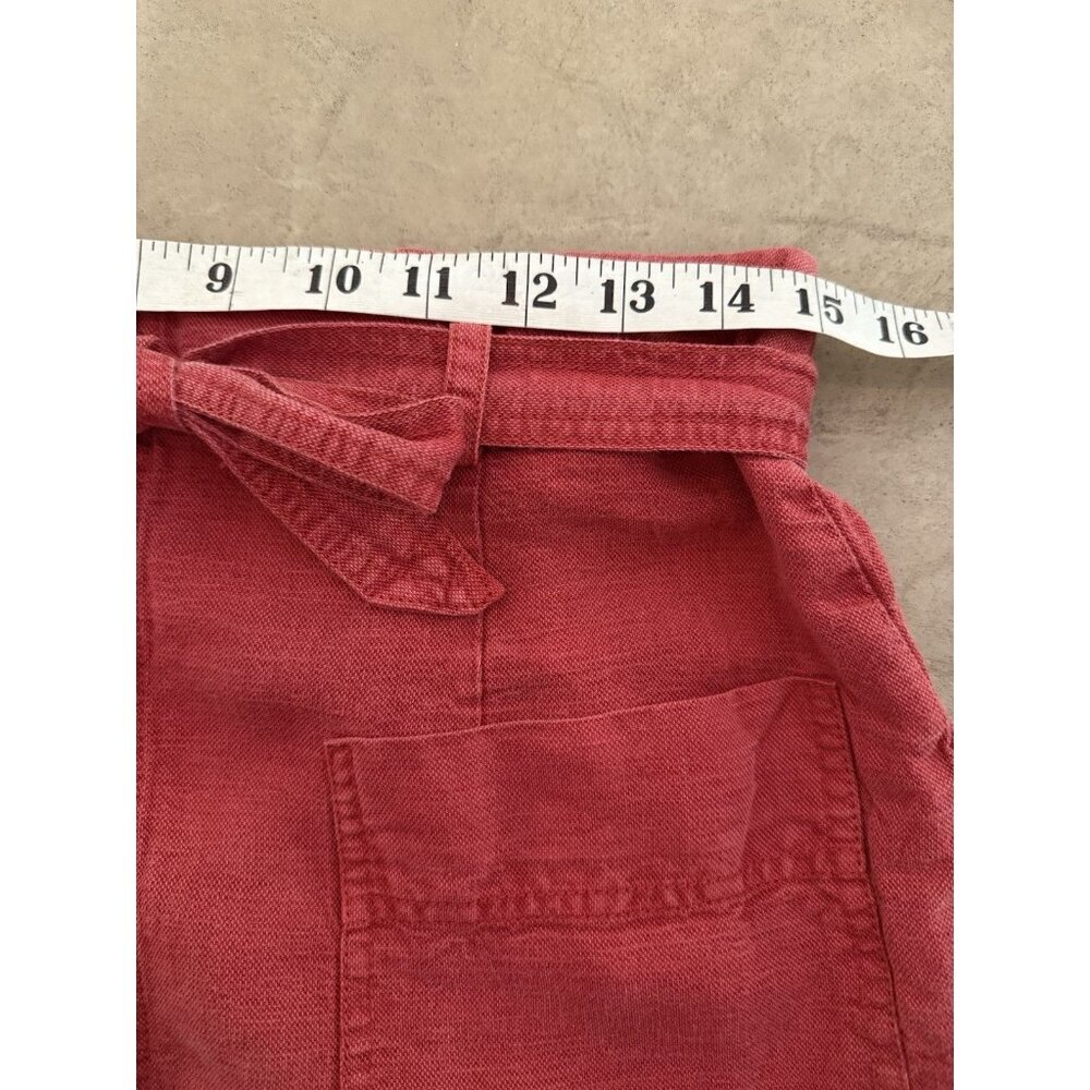 C&C California Women’s Red Button Front Skirt Size M Linen Blend Tie Waist - Picture 3 of 6